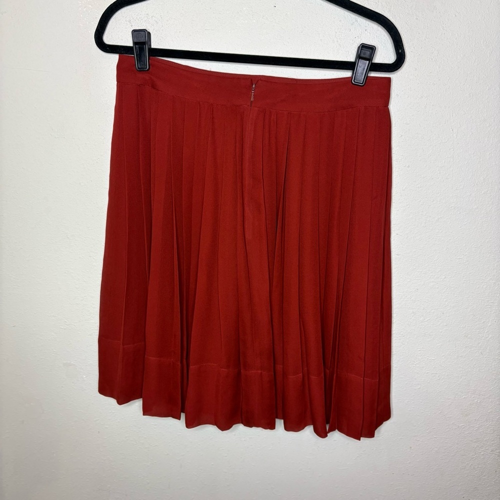 Rust Orange Silk Pleated Women’s Skirt 8 Petite - Picture 3 of 5